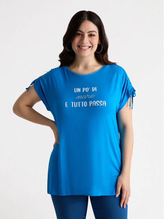 Fiorella Rubino Fiorella Rubino T-Shirt G123L008418N024 Turkusowy Regular Fit