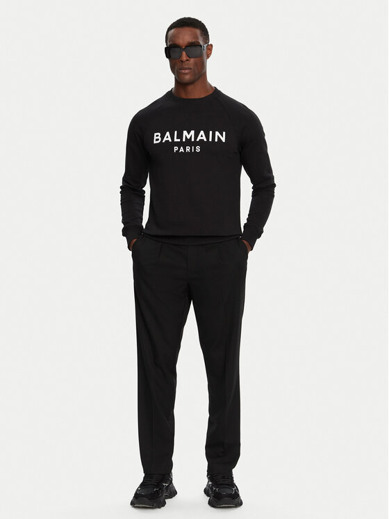 Balmain Balmain Majica dugih rukava DH1JQ005BB65 Crna Regular Fit