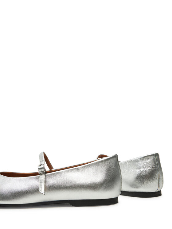 Calvin Klein Calvin Klein Baleríny Mary Jane Ballerina - Met HW0HW02269 Stříbrná