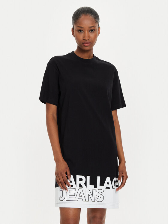 Karl Lagerfeld Jeans Karl Lagerfeld Jeans Kleid für den Alltag 245J1311 Schwarz Regular Fit