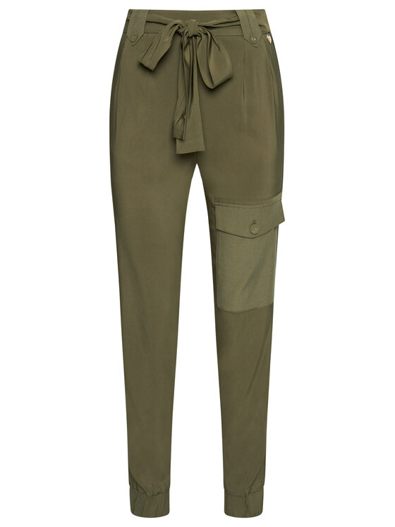 TWINSET TWINSET Kalhoty z materiálu 211TT2161 Zelená Regular Fit