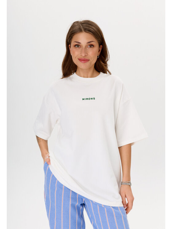 Mirons Mirons T-Shirt Print Biały Oversize