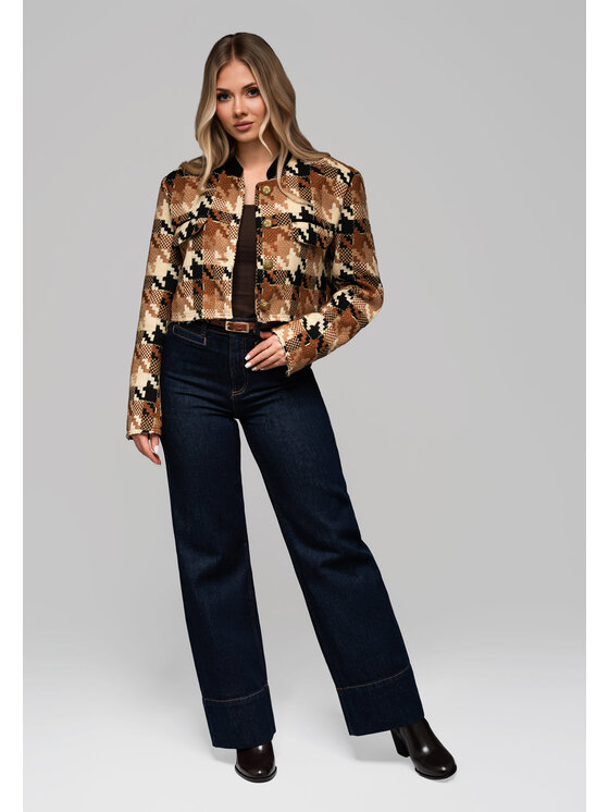 Ombre Ombre Marynarka OW-BLZB-0103 Brązowy Regular Fit