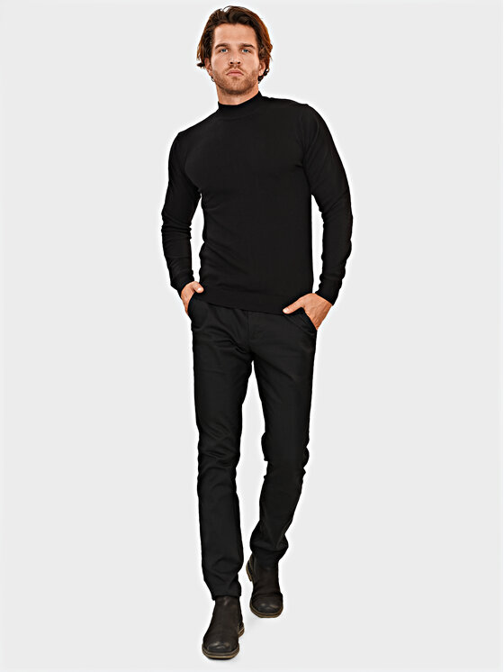 Evenemen Evenemen Sweter Półgolf Czarny Slim Fit