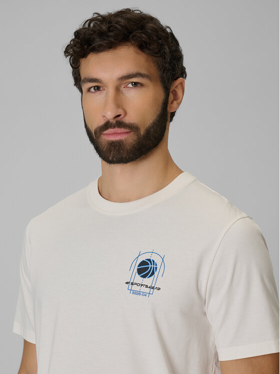 4F 4F T-Shirt ESSENTIALS Kremowy Regular Fit