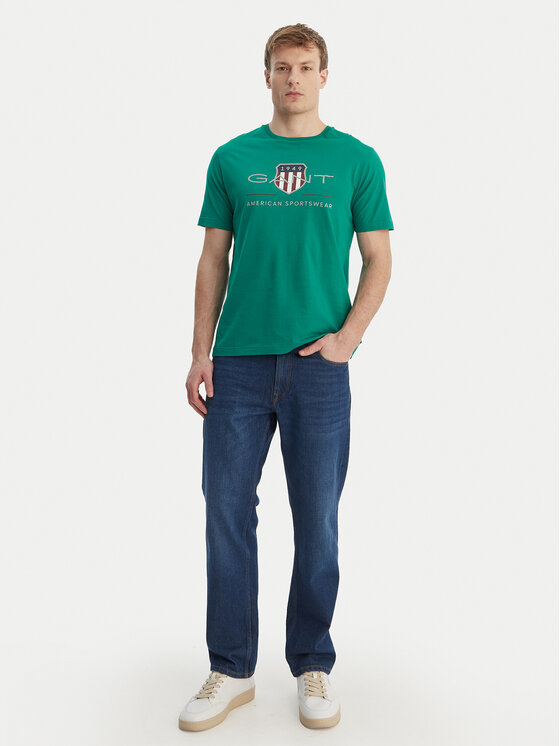 Gant Gant Póló Archive Shield 2003199 Zöld Regular Fit