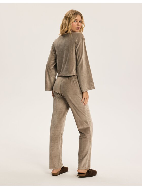 Esotiq Esotiq Piżama 43971 Beżowy Regular Fit