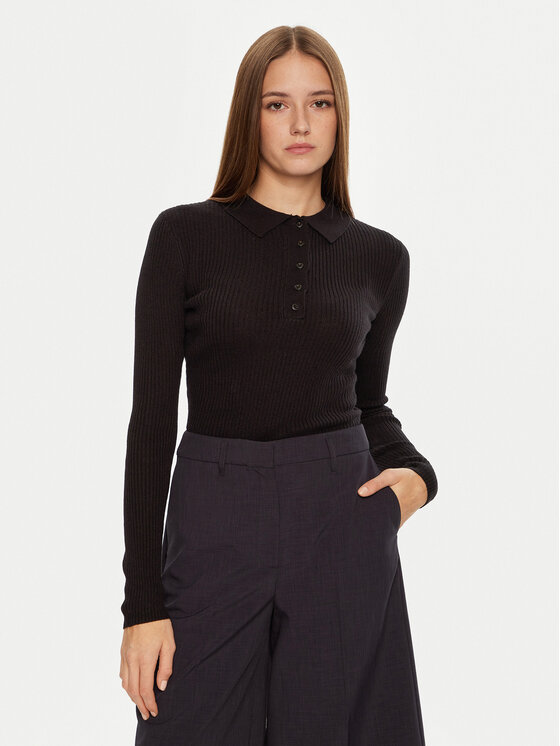 Brave Soul Brave Soul Sweater LK-248POLOBLK Fekete Slim Fit