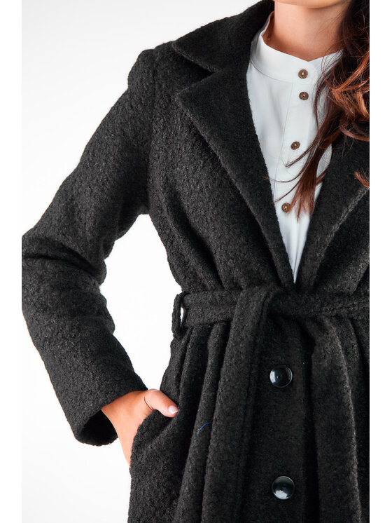 Awama Awama Płaszcz A547 Czarny Basic Fit