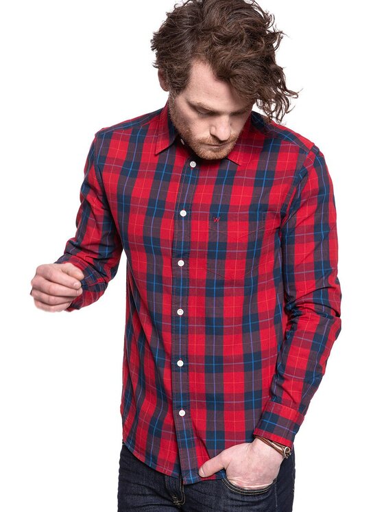 Wrangler Wrangler Koszula LS 1PKT SHIRT Kolorowy Regular Fit