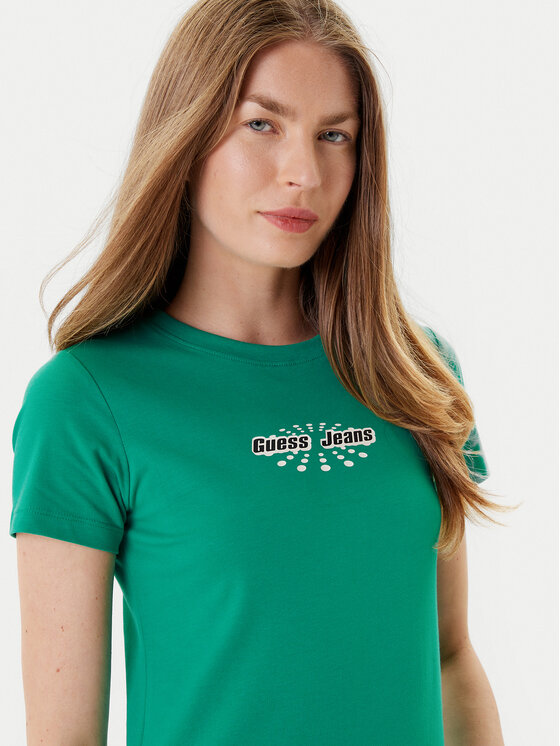Guess Jeans Guess Jeans T-Shirt W5YI04 J1314 Zielony Slim Fit