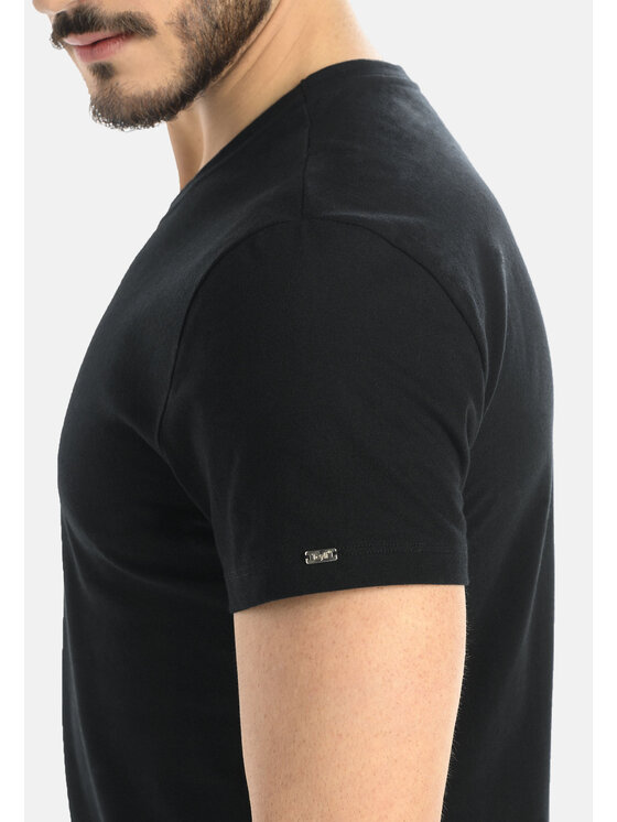 Teyli Teyli T-Shirt męski bawełniany Dany Czarny Classic Fit