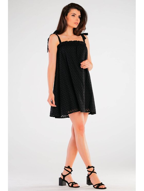 Awama Awama Sukienka letnia A434 Czarny Basic Fit