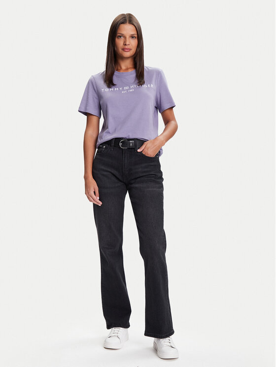 Tommy Hilfiger Tommy Hilfiger Marškinėliai WW0WW40276 Violetinė Regular Fit