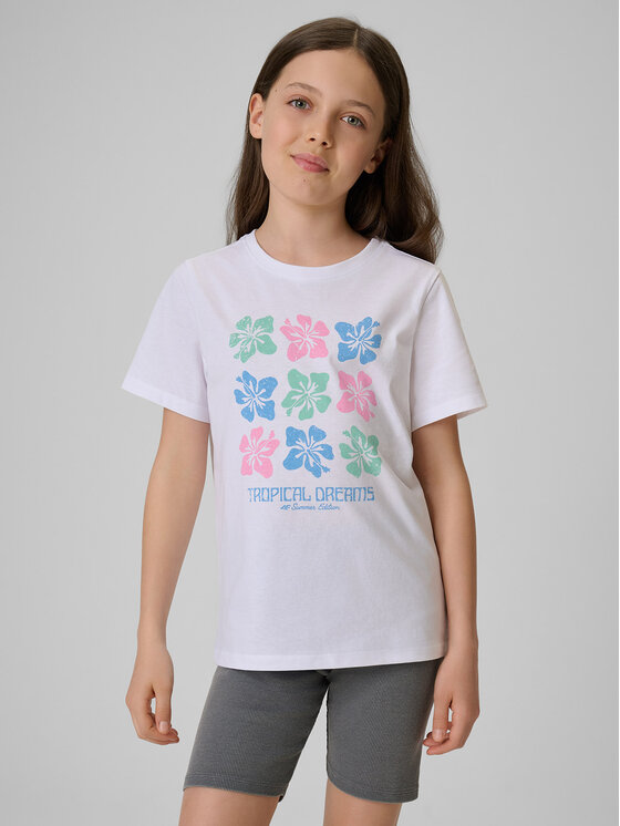 4F 4F T-Shirt SUMMER SPLASH Biały Regular Fit