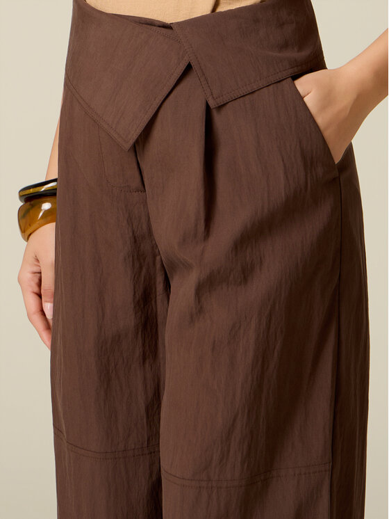 Oltre Oltre Spodnie materiałowe P063R009624N032 Brązowy Baggy Fit