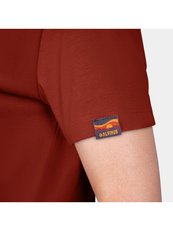 Alpinus Alpinus T-Shirt Dirna Czerwony ciemny Regular Fit