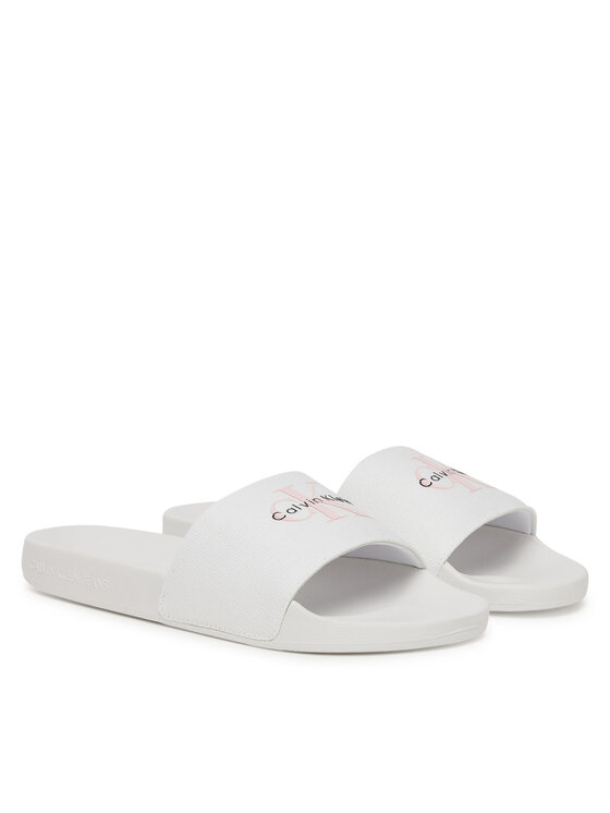 Calvin Klein Jeans Calvin Klein Jeans Šľapky Slide Monogram Wn Logo Ck YW0YW01967 Biela