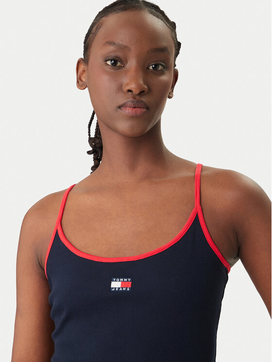 Tommy Jeans Tommy Jeans Top DW0DW22261 Bleumarin Slim Fit