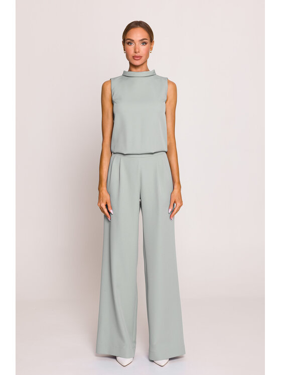 Made of Emotion Made of Emotion Kombinezon M382 Zielony Wide Leg