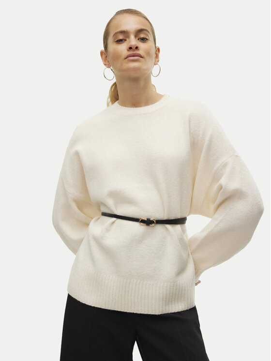 Vero Moda Vero Moda Sweter Boom 10320463 Écru Loose Fit