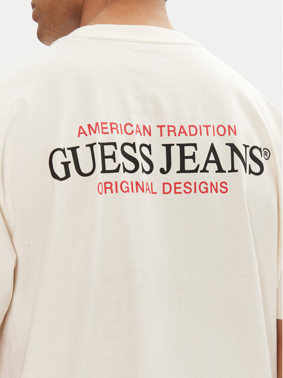 Guess Jeans Guess Jeans Póló M4BI75 K8FQ4 Ekru Overshirt Fit