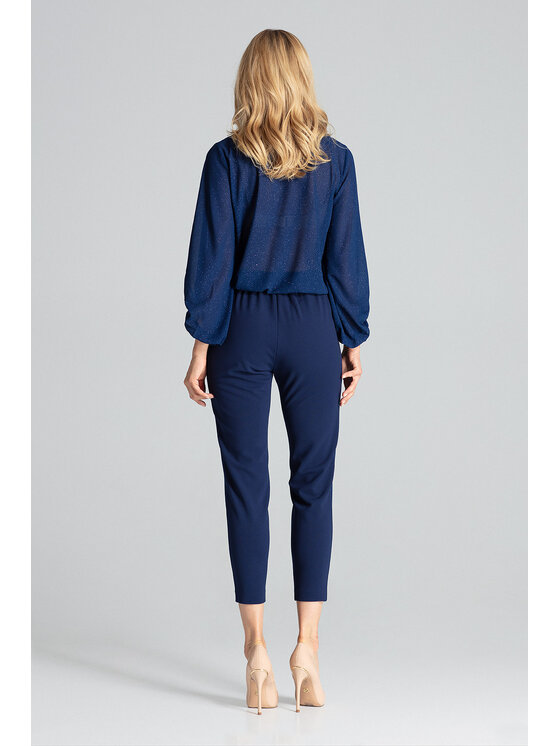 FIGL FIGL Spodnie damskie M689 Granatowy Regular Fit