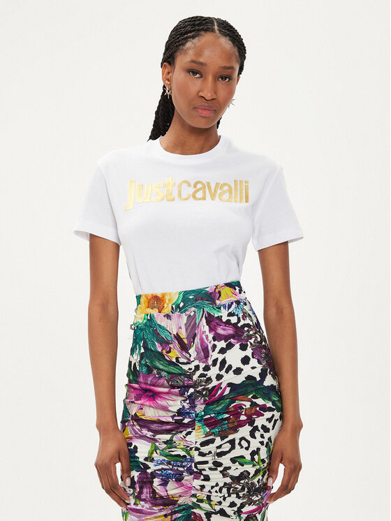 Just Cavalli Tricou 76PAHG11 Alb Slim Fit