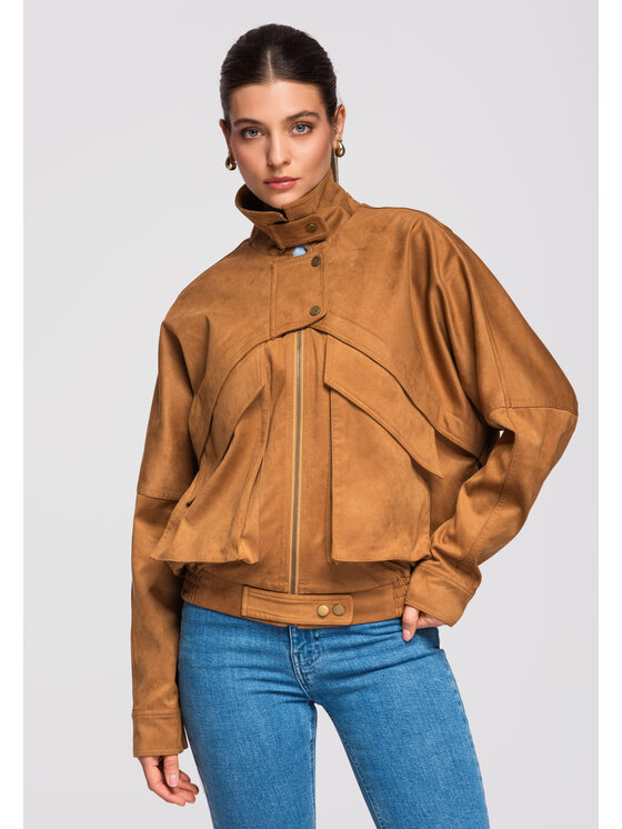 Ombre Ombre Kurtka bomber OW-JAFL-0122 Miedziany Regular Fit