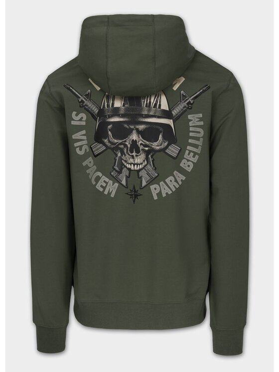 PITBULL PITBULL Bluza Bluza rozpinana z kapturem PARA BELLUM L Zielony Regular Fit