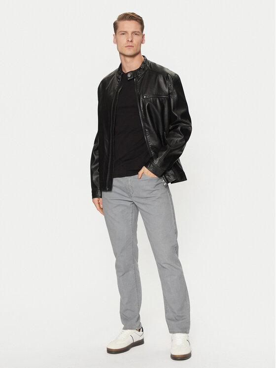 Guess Guess Geacă din imitație de piele M5RL00 WGU60 Negru Regular Fit