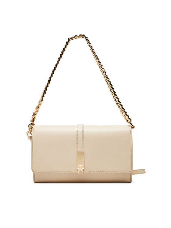 Geantă Tommy Hilfiger Th Heritage Conv Crossover Chain AW0AW17223 Écru