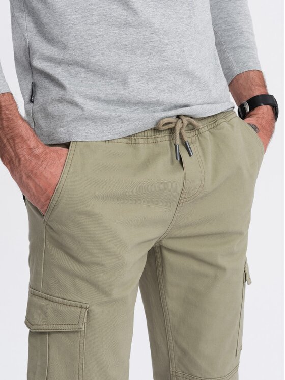 Ombre Ombre Joggers kalhoty OM-PAJO-0123 Khaki Regular Fit