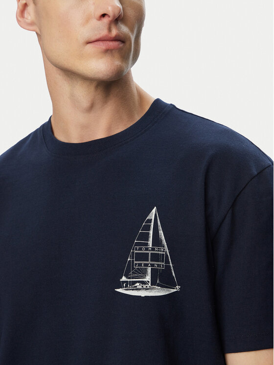 Tommy Jeans Tommy Jeans T-krekls Sailboat DM0DM23184 Tumši zils Regular Fit