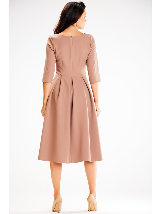 Awama Awama Sukienka wieczorowa A598 Brązowy Basic Fit