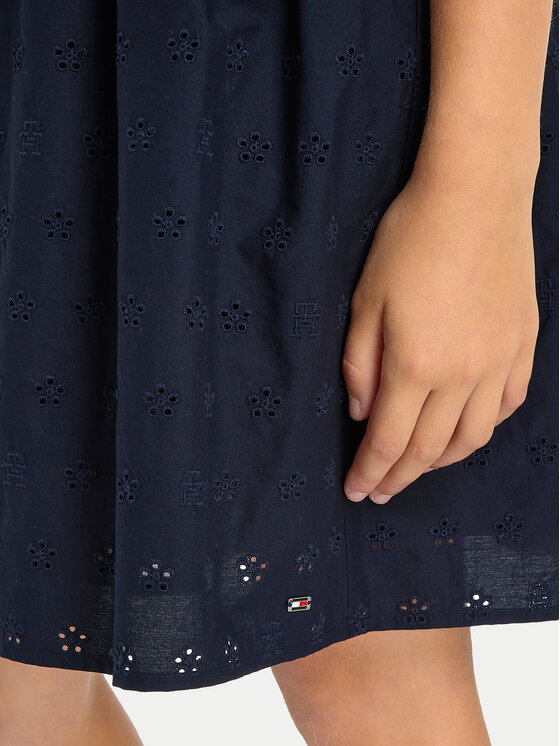 Tommy Hilfiger Tommy Hilfiger Sommerkleid Anglaise KG0KG07931 M Dunkelblau Regular Fit