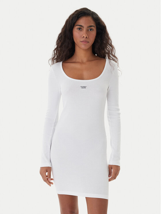 Guess Jeans Rochie de zi 179918 Alb Classic Fit