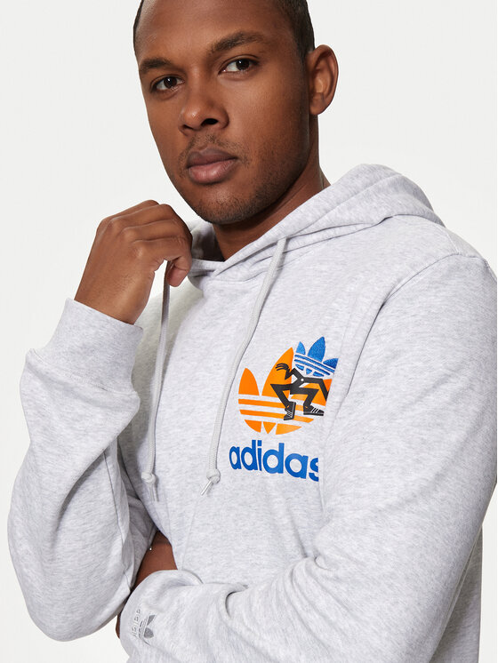 adidas adidas Mikina Trefoil IS2913 Sivá Regular Fit