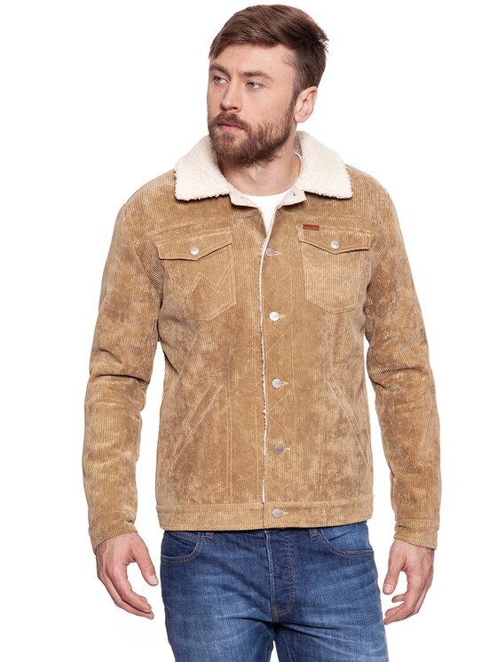 Wrangler Wrangler Kurtka zimowa CORD TRUCKER Beżowy Regular Fit
