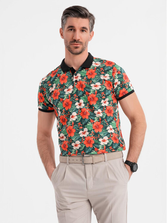 Ombre Ombre Polo OM-POSS-0149 Czarny Regular Fit
