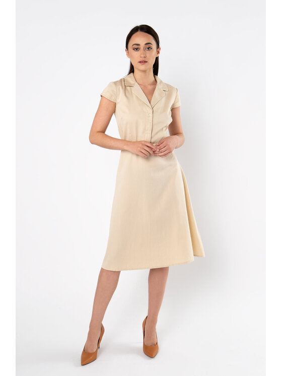 Sukienka codzienna, rozmiar 36, Beżowa, SATIMATTO DRESS