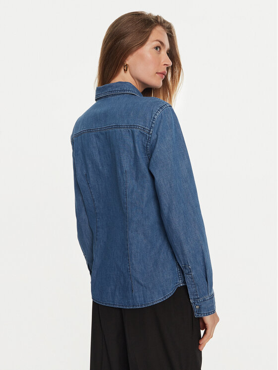 Sisley Sisley džínsová košeľa 5FV6LQ028 Modrá Regular Fit