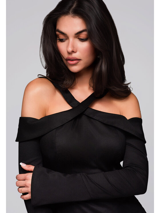 Ombre Ombre Sukienka wieczorowa LA-OM-DLR250 Czarny Regular Fit