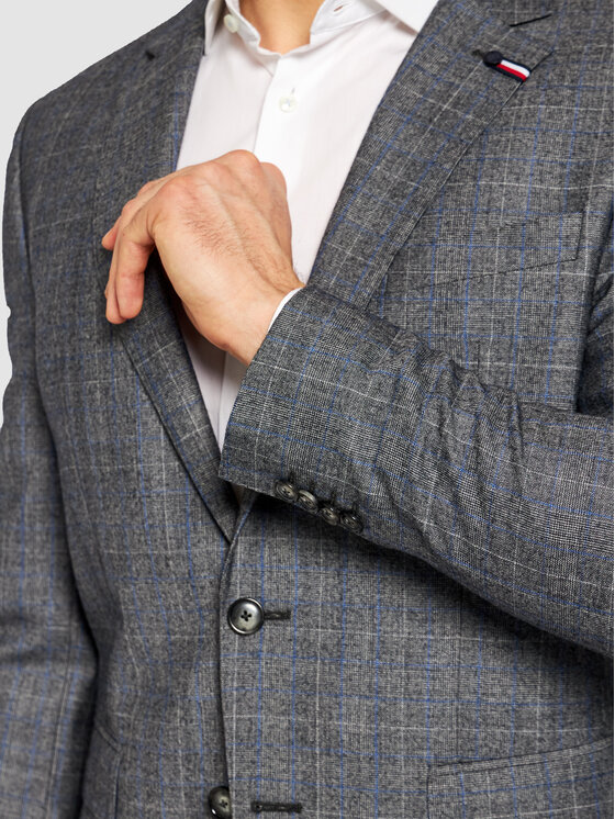 Tommy Hilfiger Tailored Tommy Hilfiger Tailored Kostiumas Check TT0TT08549 Pilka Slim Fit