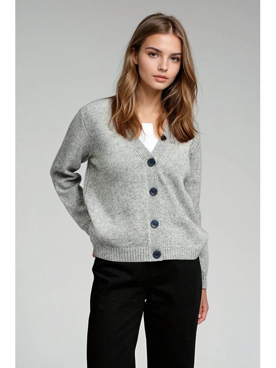 TeeShoppen TeeShoppen Kardigan 'Basic Collection' Szary Regular Fit
