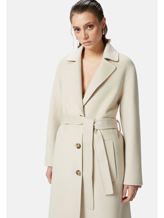 PINKO Pinko Płaszcz wełniany CORNICE CAPPOTTO PANNO DOUBLE 103819 Y27P Beżowy Regular Fit