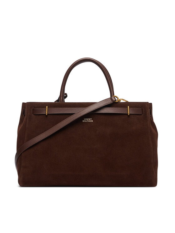Tommy Hilfiger Tommy Hilfiger Torbica American Icon Tote Suede AW0AW19216 Smeđa