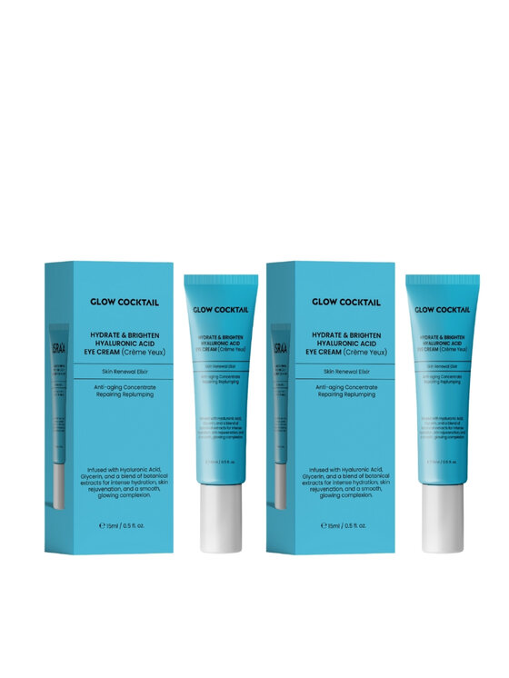 Glow Cocktail Glow Cocktail 2 x nawilżający i rozjaśniający krem pod oczy z kwasem hialuronowym 15 ml Zestaw do pielęgnacji skóry