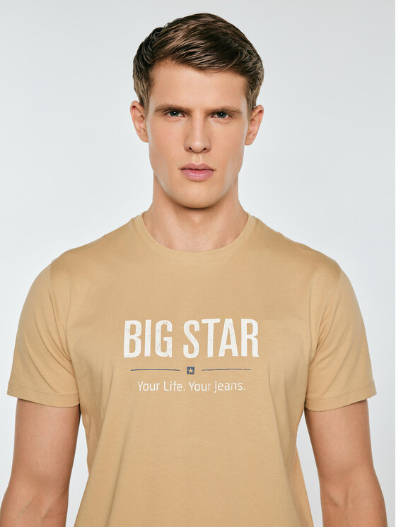 BIG STAR BIG STAR T-Shirt BRUNO Beżowy Basic Fit