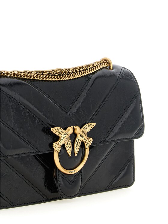 PINKO PINKO Torebka Black Calfskin Shoulder Czarny